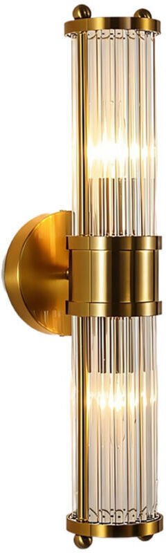 Luxuriöse goldene Wandleuchte, Kristallglasschirm, Doppelleuchte, geeignet für Wohnzimmer, Schlafzimmer, Flur, Badezimme...