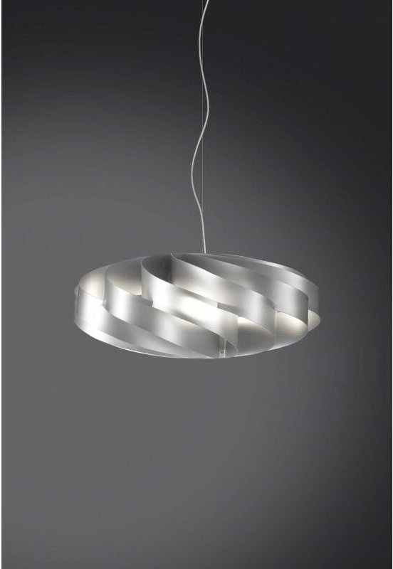 Thumbnail - Flache Pendelleuchte 3-flammig silber 70x70xh.34 cm