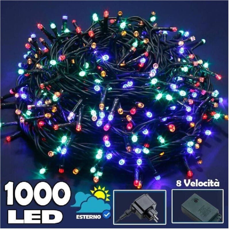 Trade Shop Traesio - Trade Shop - lichterkette 1000 led weihnachtsbaum lichter mehrfarbig glühwürmchen outdoor 24V -