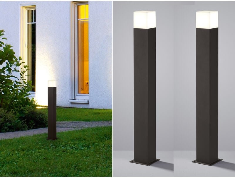 Thumbnail - Meinewunschleuchte - led Pollerleuchte 2er Set in Anthrazit Höhe 80cm IP44 - Außenleuchte Wegeleuchte
