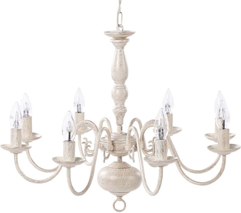 Beliani - Kronleuchter Weiß und Gold Eisen 8-flammig Vintage Glamour Stil