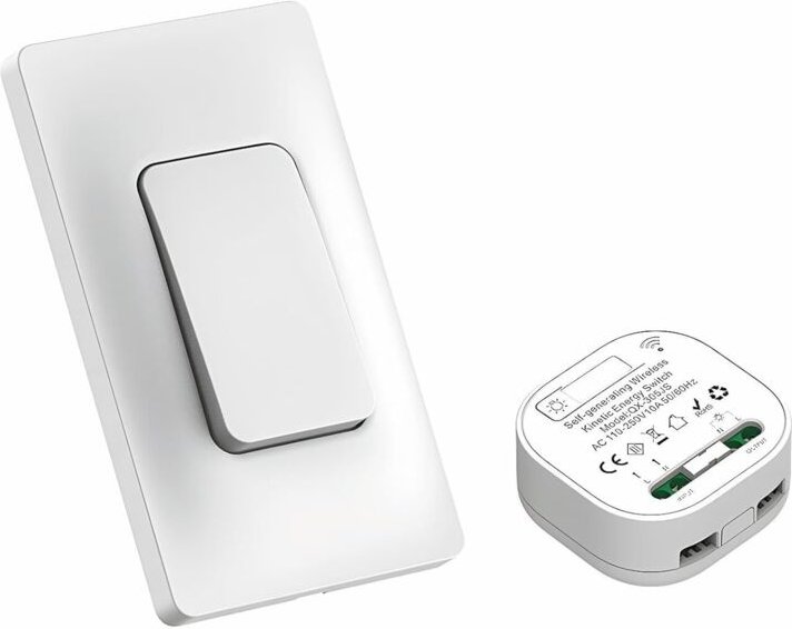 Kabelloses Lichtschalter-Set mit autarker Fernbedienung, keine Verkabelung oder Batterien erforderlich. Kabellose Wandsc...