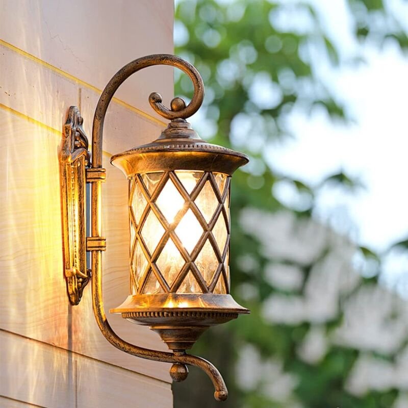 Außenwandleuchte, klassische Laterne aus Aluminium und Glas, für 1 E27-Glühbirne, max. 60 Watt, Retro-Vintage-Lampe, ide...