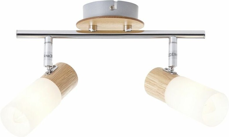 Brilliant - Lampe Babsan Spotrohr 2flg holz hell/weiß 2x C35, E14, 3.5W, geeignet für Kerzenlampen (nicht enthalten) Köp...