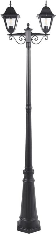 Außenlaterne Schwarz aus Aluminium 2 Flammig 2 Lampen Mastleuchte Stehleuchte Außenleuchte Gartenlaterne Outdoor Moderne...