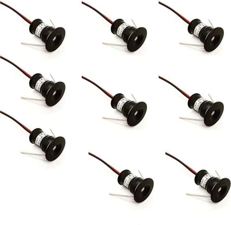 Schwarzes Set mit 9 Mini-LED-Einbaustrahlern (12 V, 1 W) für Küche, Treppenhaus, Kleiderschrank, Flur, DIY-Beleuchtung, ...