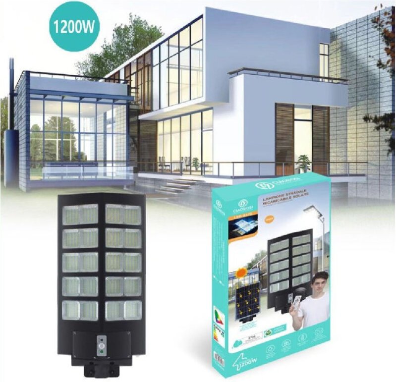 Trade Shop Traesio - Trade Shop - led strassenleuchte 1200W solarpanel dämmerungssensor IP67 LED-8472 -