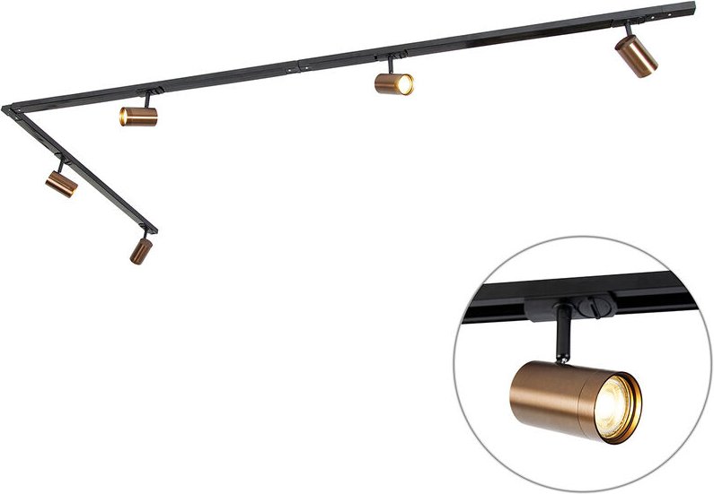 Modernes 1-Phasen-Schienensystem mit 5 Spots dunkelbronze - Jeana