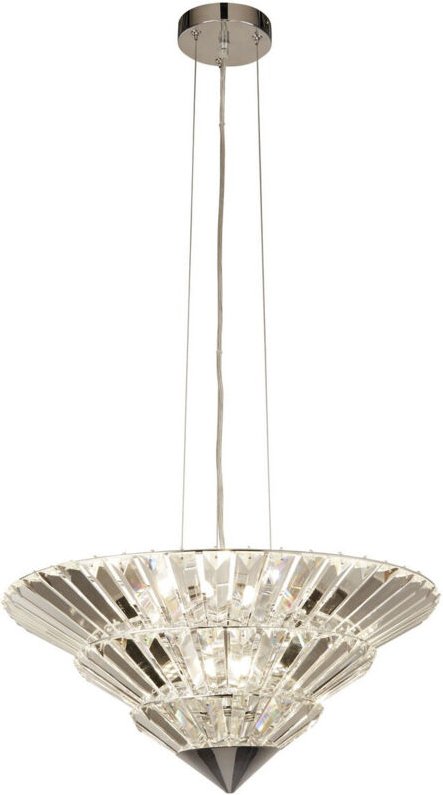 Savannah 8-flammige Pendelleuchte aus flächenbündigem Chrom, klarem Kristall - Searchlight