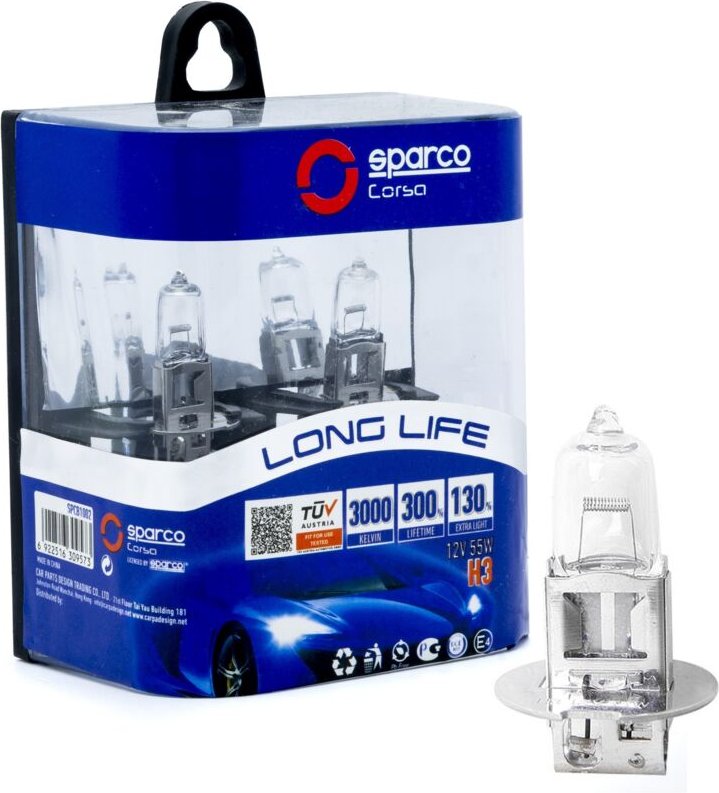 Sparco Halogenlampen H3 12V 3000K Gelb 55W PK22s, 2 Stück