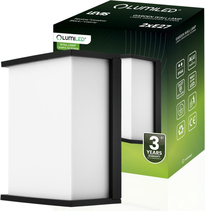 Gartenwandleuchte, Fassadenleuchte, 2x E27, rechteckig, LEVIS LUMILED