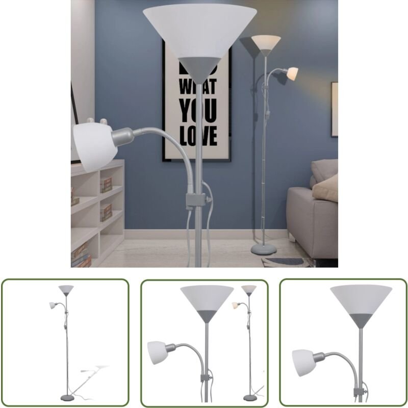 The Living Store Stehlampe Grau - Stehlampe - Moderne Beleuchtung - Wohnzimmer Dekoration - led Stehlampe - Leselampe