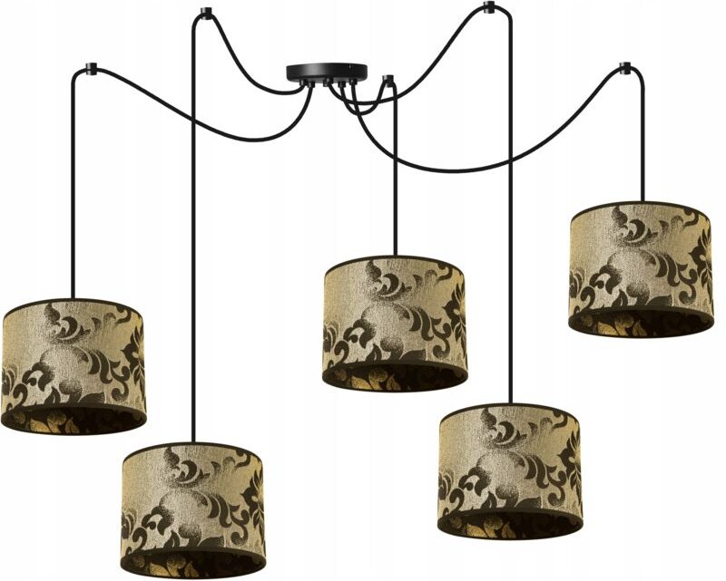 Decken-Hängelampe, Lampenschirm mit Spinnenmuster, Gold