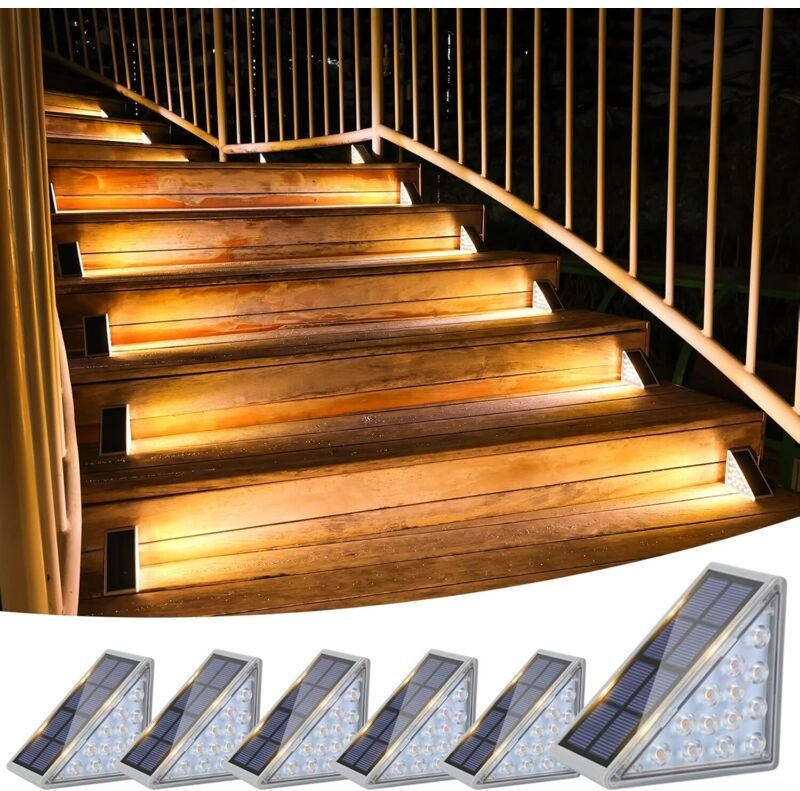 Solar-Treppenlichter, IP67 wasserdichte Solarleuchten für den Außenbereich, LED-Treppenlichter für den Außenbereich für ...