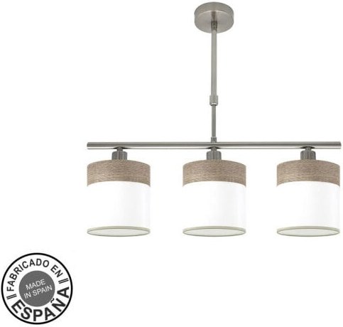 FABRILAMP Cloe Lampe 3xe14 Nickel/Weiß-Holz Grau Regx55x14 cm