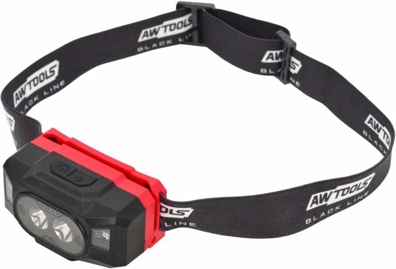 AWTOOLS LED-Stirnlampe mit USB-Powerbank, schwarz