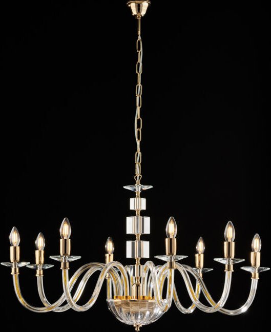 Bonetti Illumina - Franz - Goldkronleuchter mit transparentem Glas und Strasssteinen 8 Lichter 116 - Ø96 - BL275-8-OR