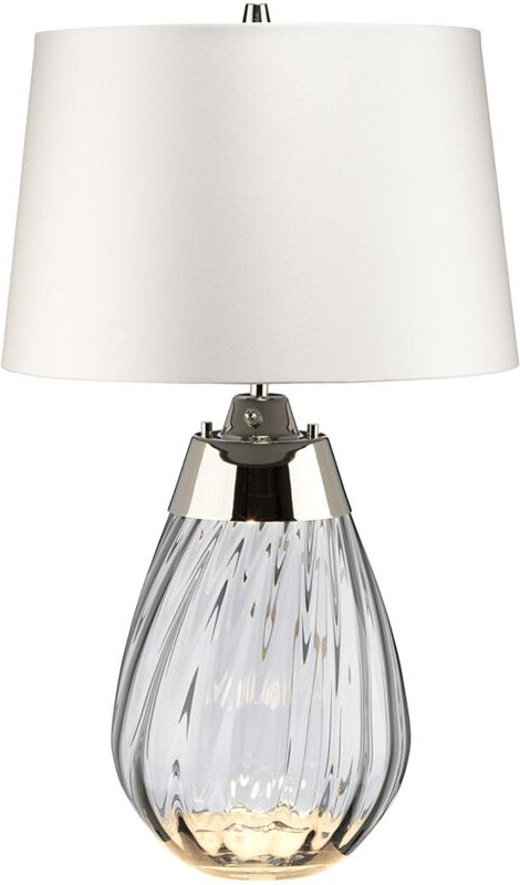 Elstead Lena 2 Leichte kleine Rauchtischlampe mit cremefarbenem Schirm, rauchgetöntem Glas, cremefarbenem Schirm, E27