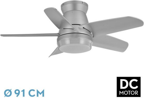 Akunadecor Fan Dc Neutron Silver Led 3 Positionen und Fernbedienung