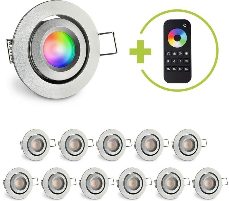 Einbaustrahler Mini schwenkbar Matera 3W RGBW IP44 - Farbe: silber - Anzahl: 12x
