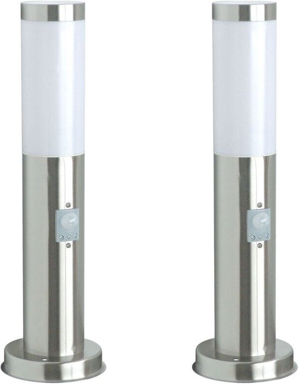 2er Set Sockelleuchten mit Bewegungsmelder, Höhe 45cm, Wegeleuchten außen