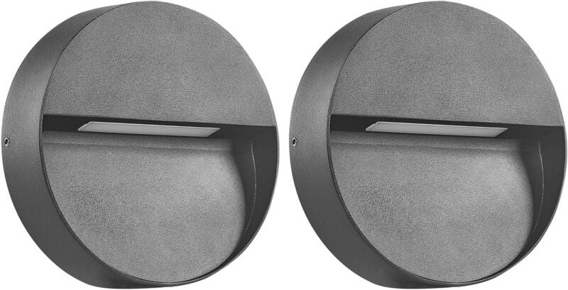 Led Wandlampe für den Außenbereich 2er Set Schwarz Aluminium und Glas 1-Flammig Rund ⌀ 15 cm Extern Modernes Design Gart...