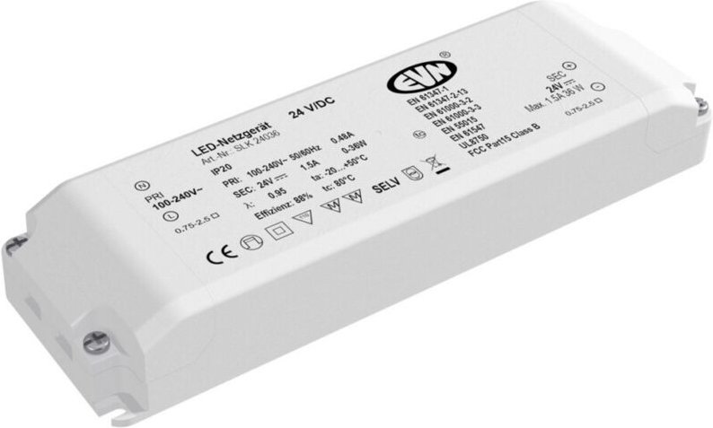 EVN Lichttechnik LED-Netzgerät 24VDC 1-36 Watt SLK 240 36