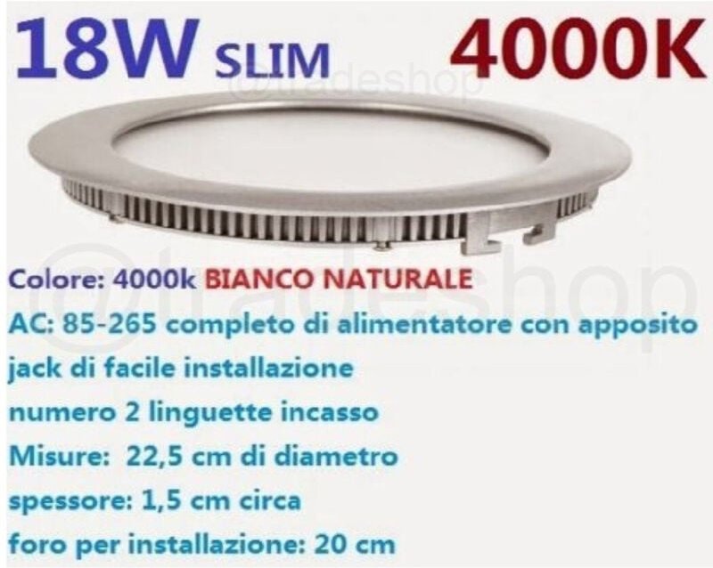 Trade Shop Traesio - Trade Shop - 18W led Einbaustrahler Panel Slim Warm Neutralweiß Rund Quadratisch - Rund