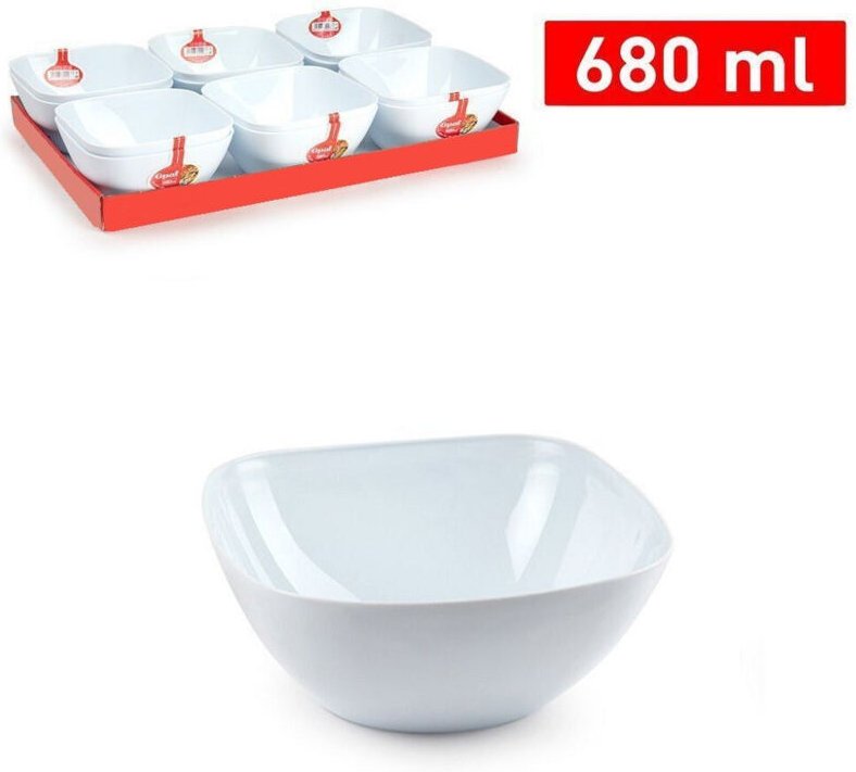 Trade Shop Traesio - Trade Shop - 12-teiliges Set aus quadratischen Schüsseln aus weißem Opal, 680 ml, Tischgeschirr, 12...