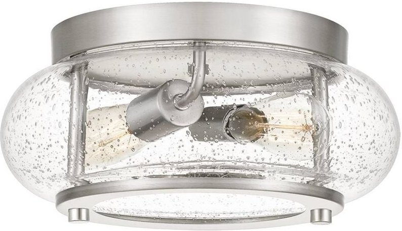 Elstead Trilogy 2 Light Flush Mount, Nickel gebürstet, E27