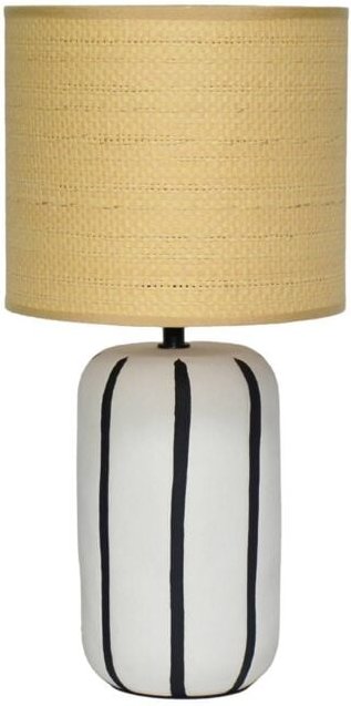 sweeek - Indoor Keramik-Tischlampe, Lampenschirm mit Rattanlook H 41cm