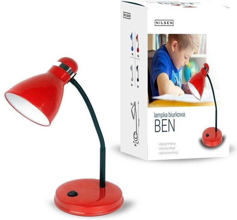 Thumbnail - NILSEN BEN Schreibtischleuchte mit E27-Gewinde, rot