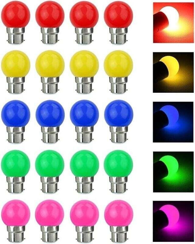B22 3W LED-Farblampen (entspricht 30W) 240 lm Bajonettfassung, mehrfarbige Lichterkette für Zuhause, Bar, Party - 20 Stü...