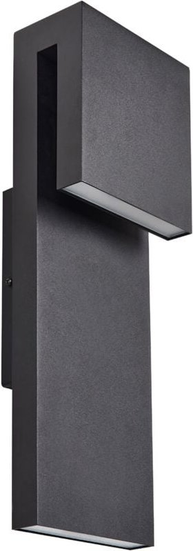 Außenwandleuchte led Schwarz Metall und Glas 38 cm IP44 Modern Rechteckig Lang Beleuchtung für Außen Draußen Terrasse Ba...