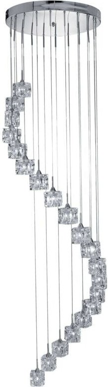 Ice Cube - led 20 Light Spiral Cluster Anhänger Chromglas - Searchlight