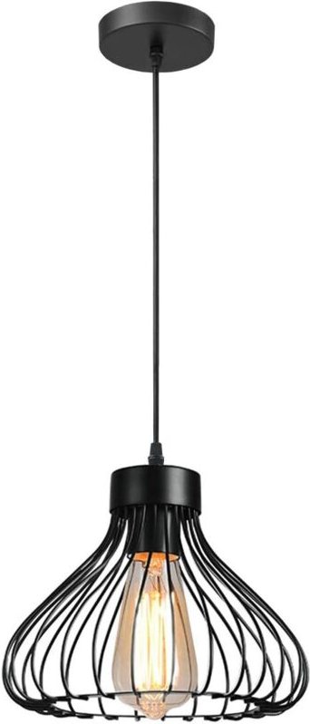 Industrielle Pendelleuchte, Kronleuchter, Deckenleuchte im Vintage-Stil mit käfigförmigem Metalllampenschirm für Küche, ...