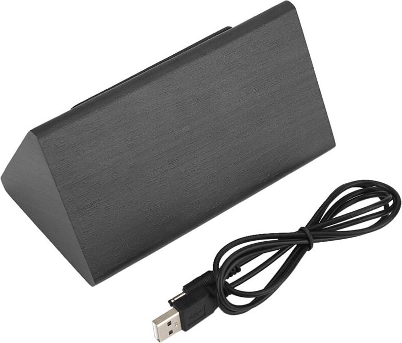 LED-Wecker aus Holz mit digitaler Anzeige von Uhrzeit, Temperatur und Luftfeuchtigkeit sowie Sprachsteuerung.