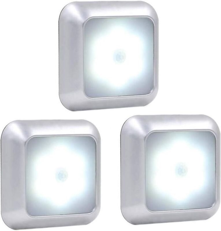 Lycxames - Bewegungsmelder-Licht, Schranklicht, 6 LED-Nachtlicht, Nachtlicht für Treppenhaus, Küche, Kleiderschrank (wei...