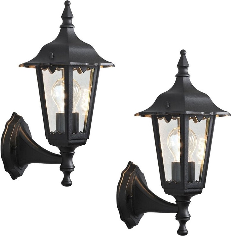 Konstsmide - 2-er Set stehende Wandleuchten firenze, E27, Aluminium schwarz, Höhe 36 cm