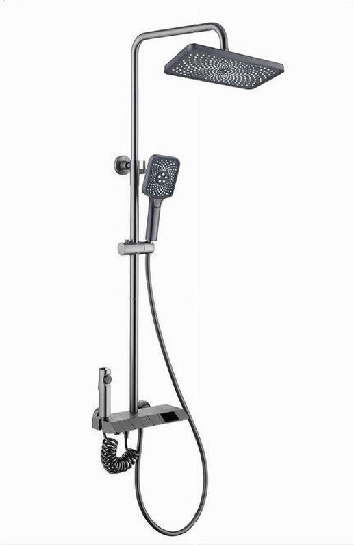 Trade Shop Traesio - Trade Shop - set saliscends doccia colonna bagno rubinetto soffione doccetta bidet grigio 87347 -