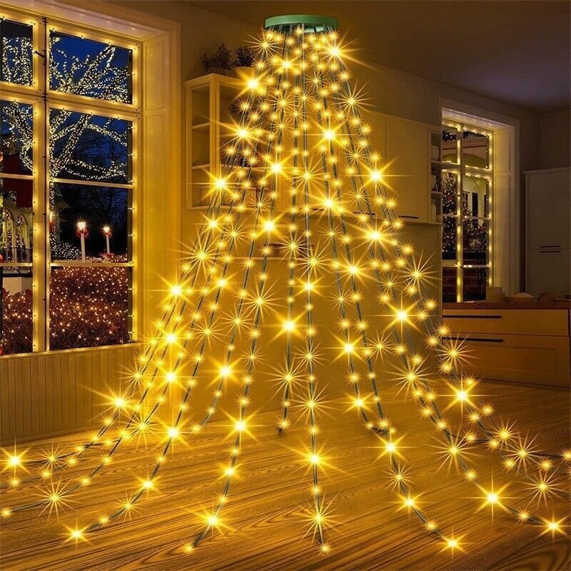 Lichterkette für den Weihnachtsbaum, 2 m, 280 LEDs, wasserdicht, warmweiß