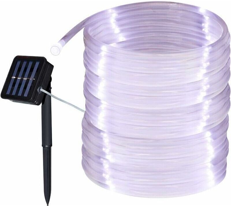 Solarbetriebene Lichterkette für den Außenbereich, 12 m, 100 LEDs, wasserdicht, 8 Beleuchtungsmodi, dekorative Lampen fü...