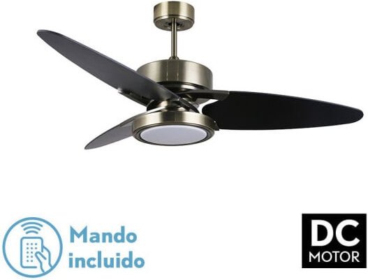 Thumbnail - Ventilator Dc Cross 30w Leather 3 Blades Black/walnut 6vel. 3 Farben 3250lm 132d Fernbedienung, Speicher und Timer - Fab...