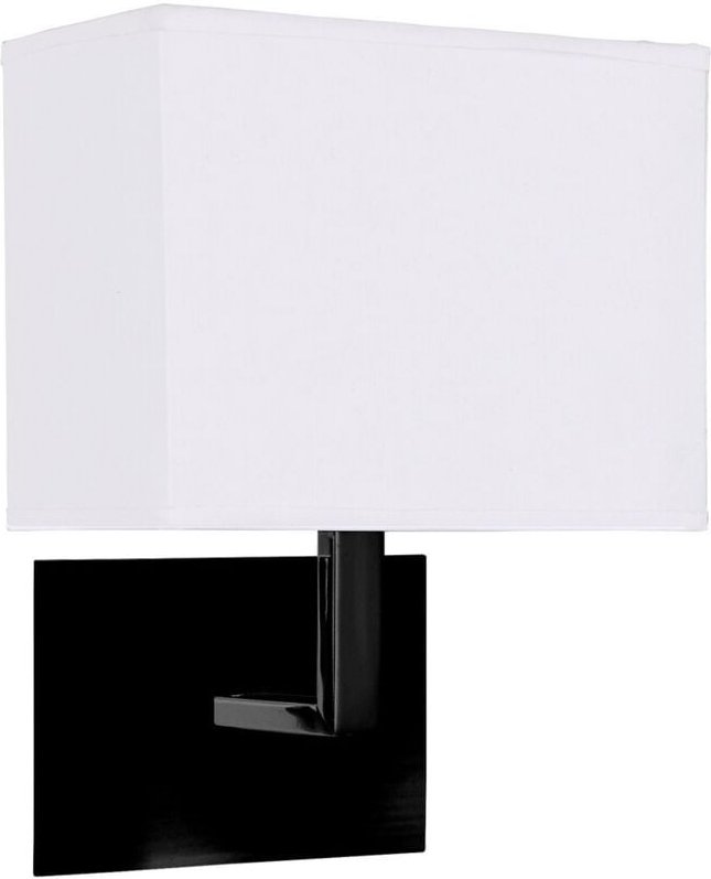 Hotel Wandleuchte mattschwarz, weißer Stoffschirm - Searchlight