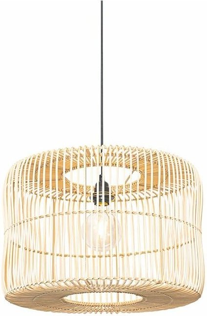 Orientalische Hängelampe schwarz mit Rattanschirm - Maud