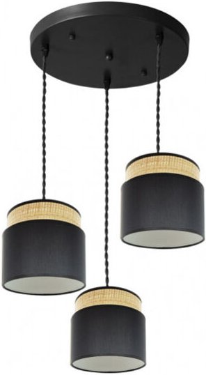 Deckenleuchte schwarz/natur 3 Hängeleuchten Modell Kandy - Fabrilamp
