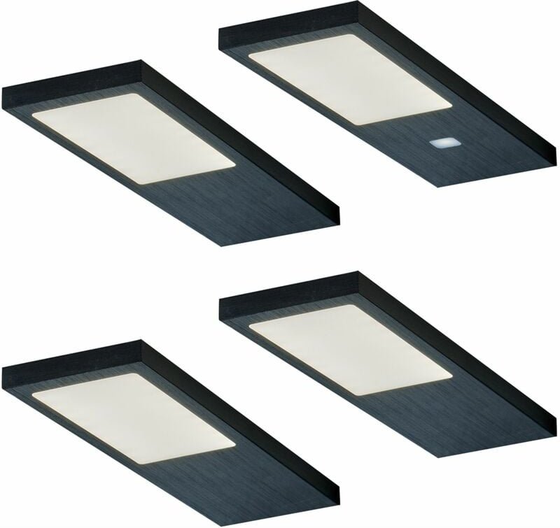 Led Küchen Unterbauleuchte 4x4 w, Küchenleuchte Gamma Noir, warmweiß - Schwarz