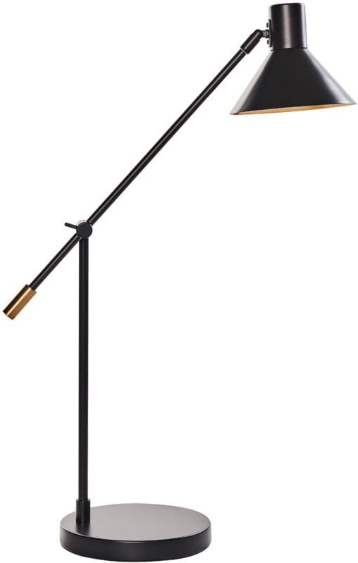 Tischlampe Schwarz aus Eisen Metall mit Verstellbaren Arm Lampenschirm Modernes Design für Büro Schlafzimmer Schreibtisc...