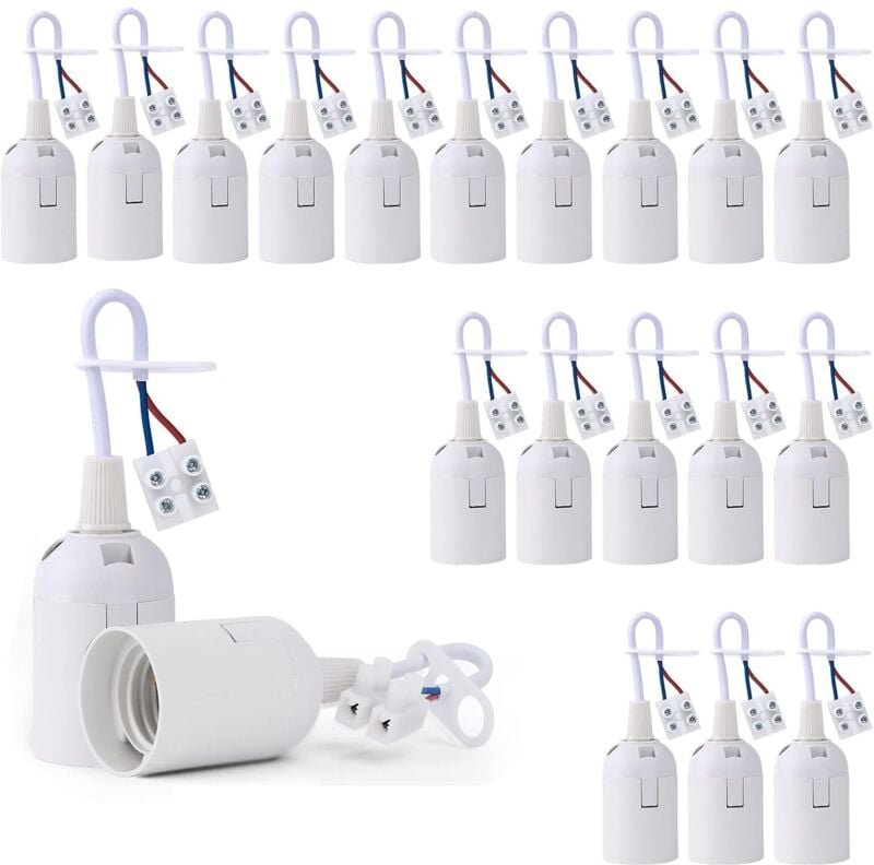 20 Stück Lampensockel E27 Lampenfassung mit Phasentest, Lichtbasis, Hängeleuchte, Baustellen- und Renovierungssockel, Er...