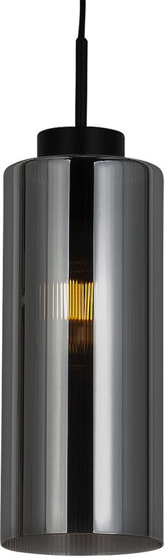 Art Deco Hängelampe schwarz mit Rauchglas - Laura